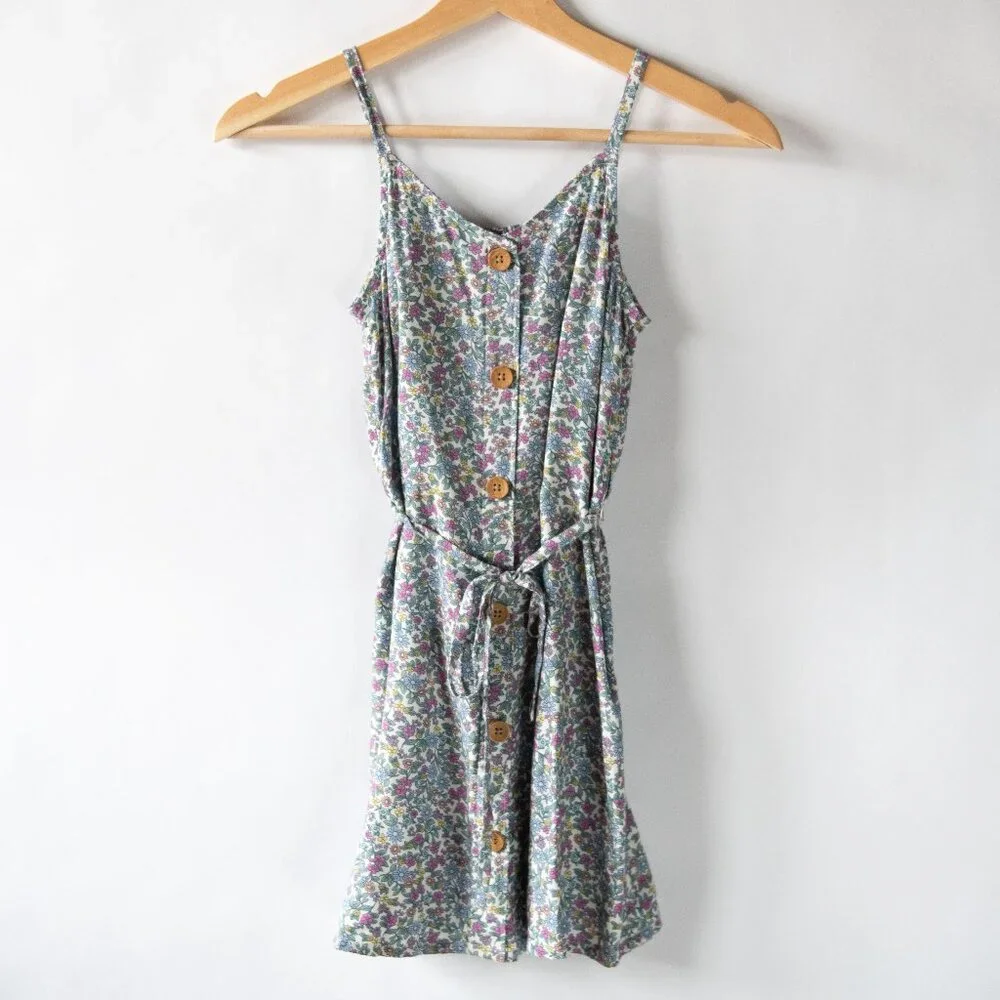 OshKosh Girls Floral Button Front Tie Waist Dress